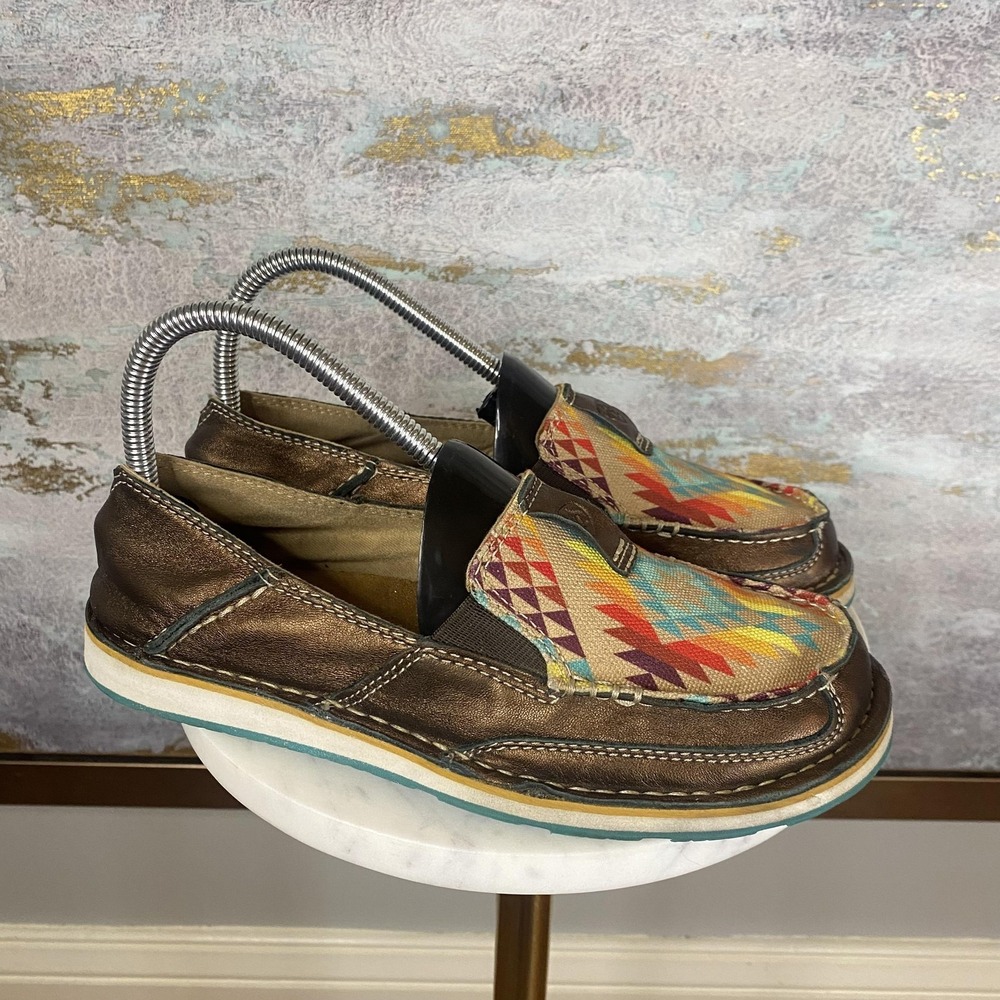 Ariat Cruiser Loafer Shoes Womens Size 7 Multicolor Leather Canvas 10029744 - Picture 2 of 11